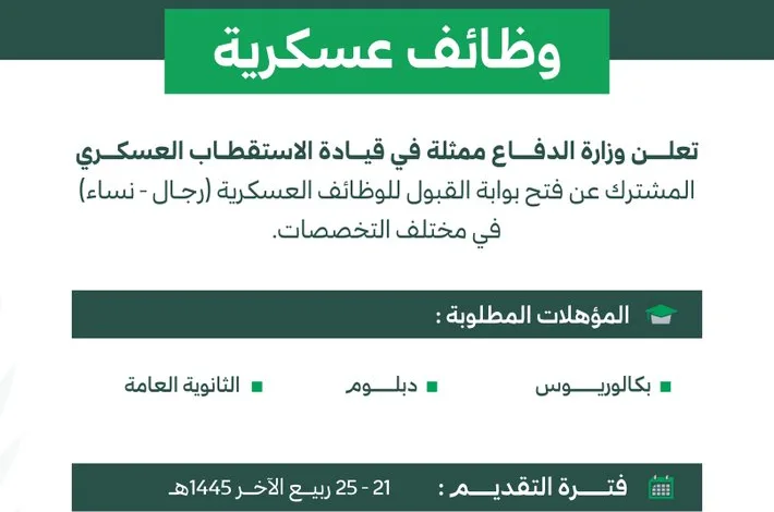 رابط التقديم على الوظائف العسكرية 1445