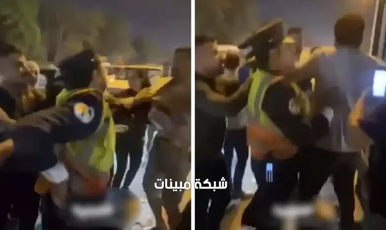 مشاجرة بين رجل وامرأة مع شرطي مرور عراقي