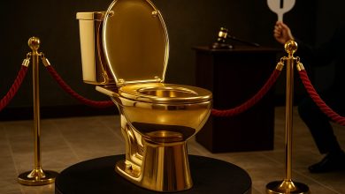 صورة تخيلية لمرحاض مصنوع من الذهب الخالص